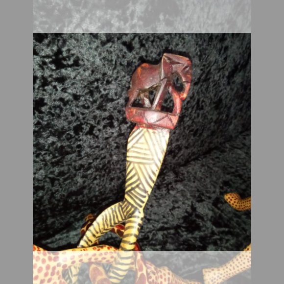 Lot 3 Vintage Carved Wood Bowl Stand Braided Intertwined African Elephant - Picture 6 of 11